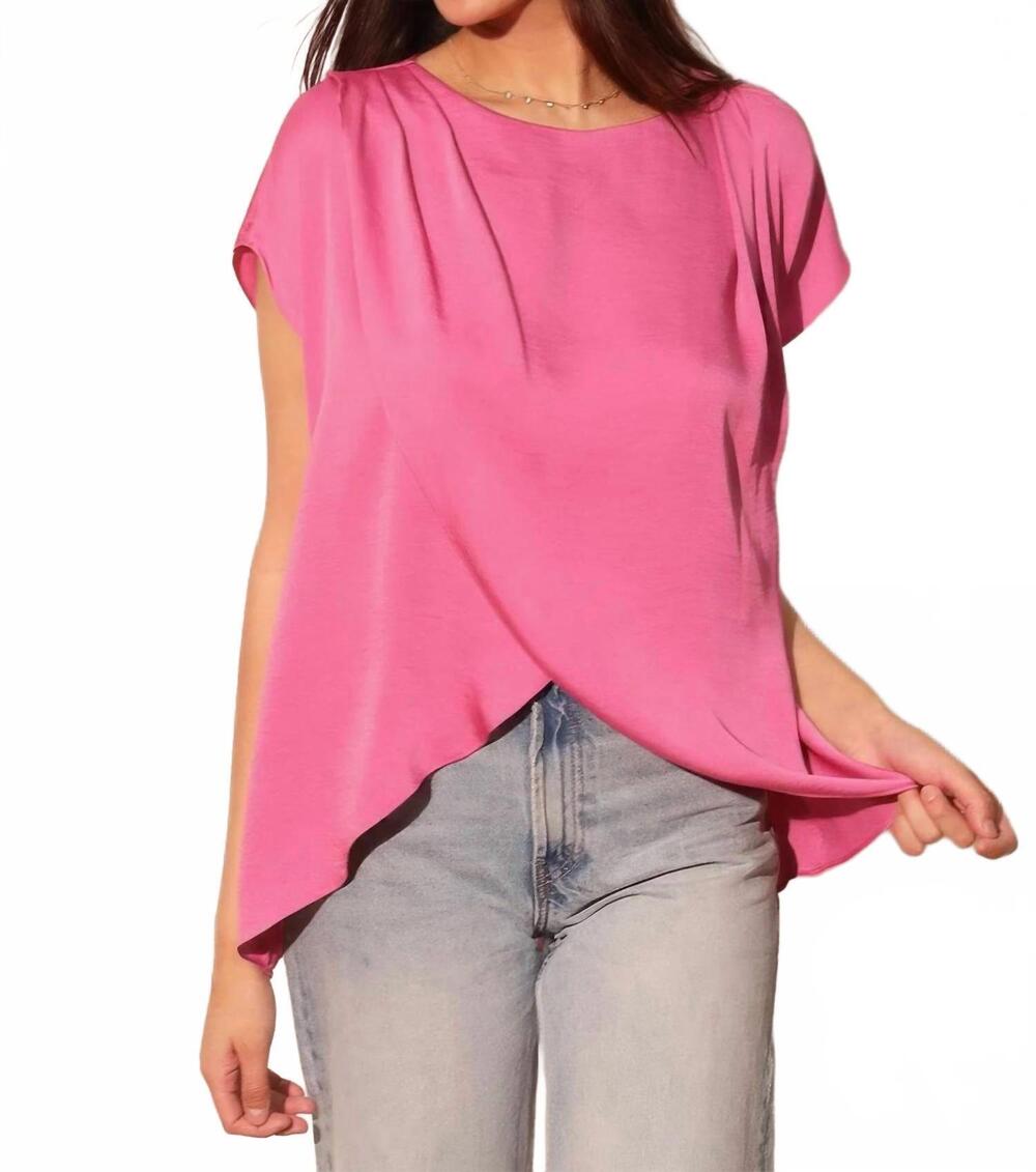 NEW TYCHE washed poly silk tulip tunic top in pink
